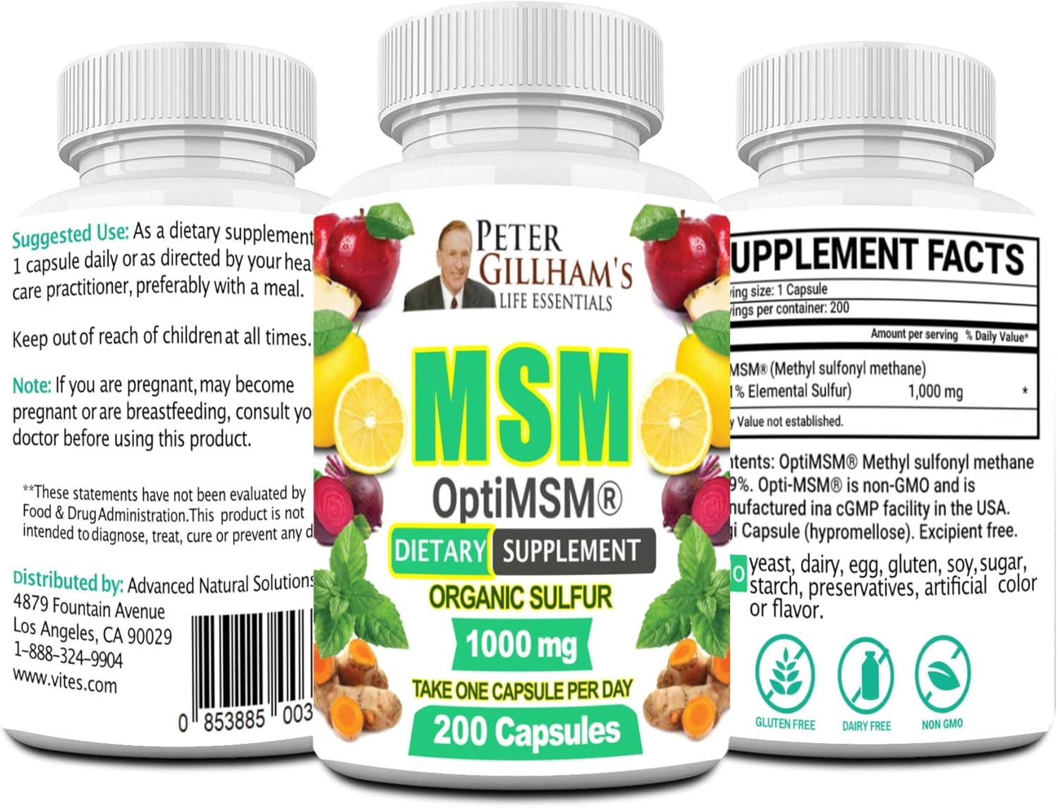 Peter's Choice MSM 1000mg Capsules - Pure Joint & Tissue Health Support - USA Made