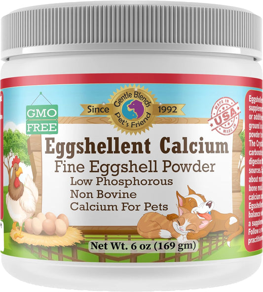 Pet's Friend Eggshellent Calcium 6oz - Calcium Supplement for Dogs and Cats - Natural Hip & Joint Support - Fine Eggshell Powder - No Additives - Dietary Supplement