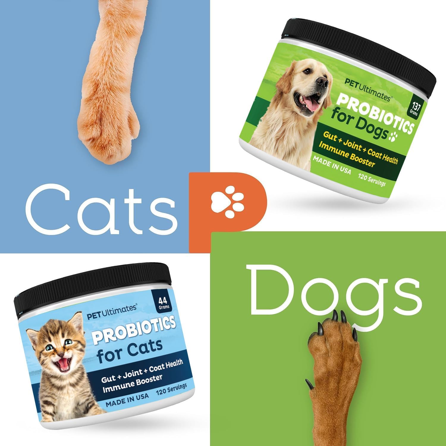 PetUltimates Probiotics for Dogs - 22 Species Dog Probiotics for Digestive Health & Antibiotic Recovery - Skin and Coat Supplement, Boosts Vitality - Dog Health Supplies (1 Pack)