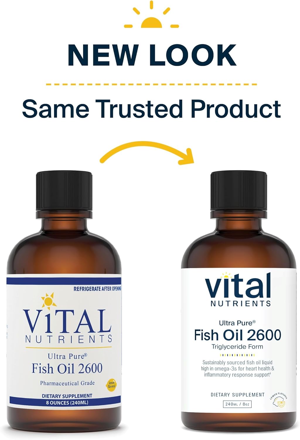 Pharmaceutical Grade Ultra Pure Fish Oil 2600 - Deep Sea Liquid with Natural Lemon Flavor - Cardiovascular Support - 8 Fl Oz