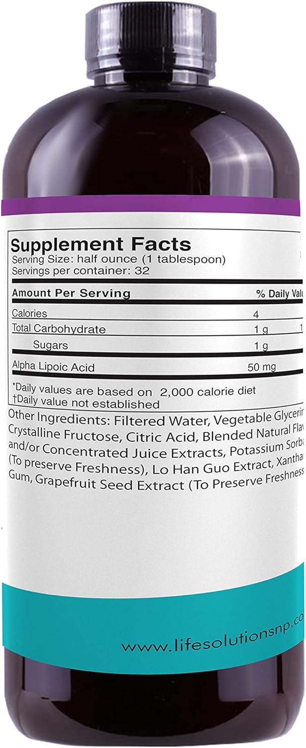 Pharmacist Formulated Alpha Lipoic Acid Liquid Supplement - 50mg ALA per Serving - Antioxidant-Rich - Rapid-Sorb Technology - 16 fl. oz.