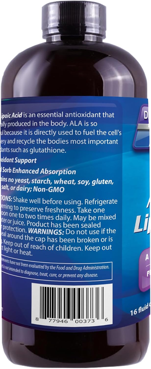 Pharmacist Formulated Liquid Alpha Lipoic Acid Supplement - 50mg ALA per Serving - Antioxidant-Rich - Rapid-Sorb Technology - 16 fl. oz. Bottle
