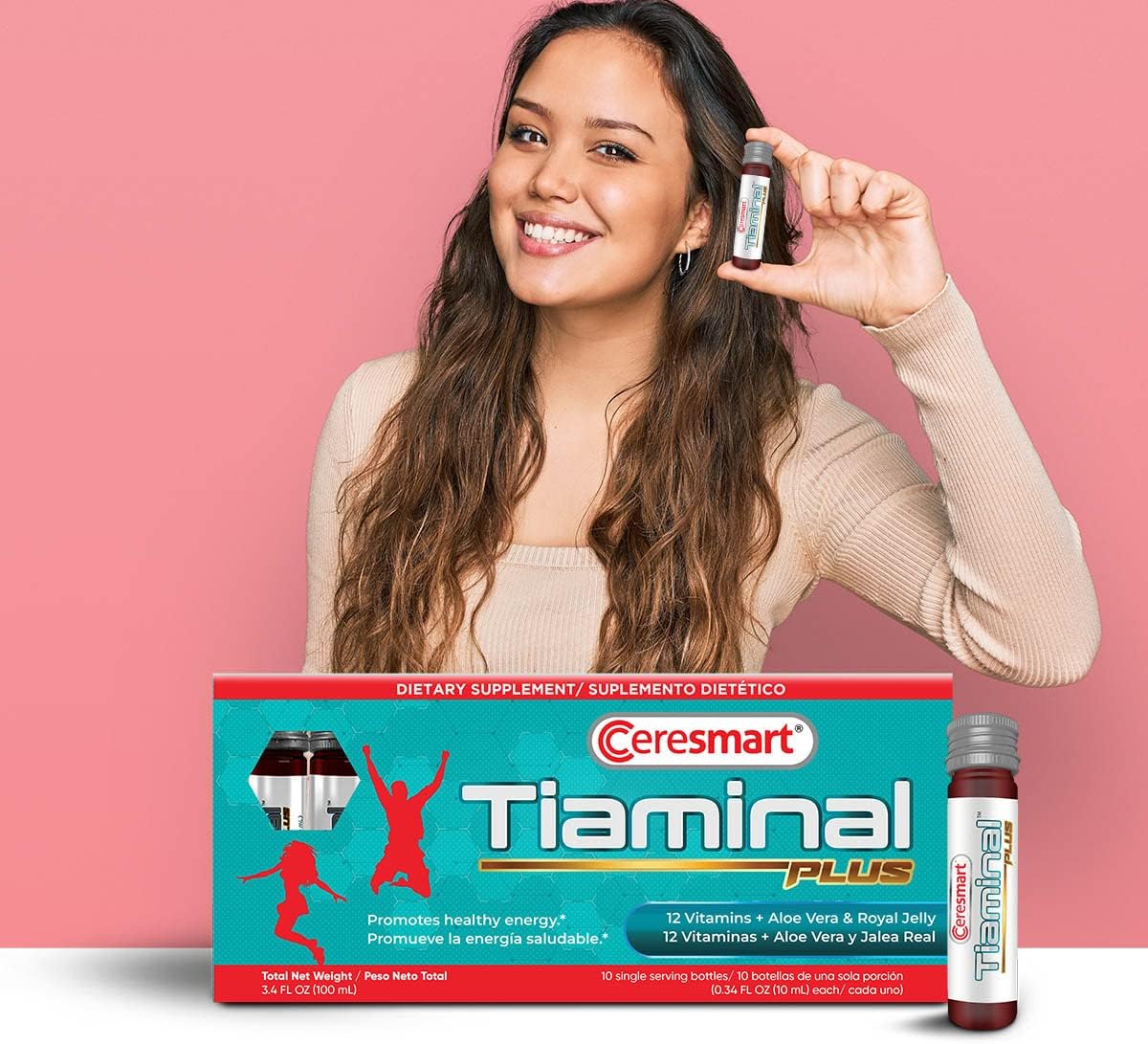 PHARMADEL Ceresmart Tiaminal Plus Liquid Multivitamin Dietary Supplement - 10 Single Serving Vials for Men and Women - Energy Boost with Aloe Vera and Royal Jelly