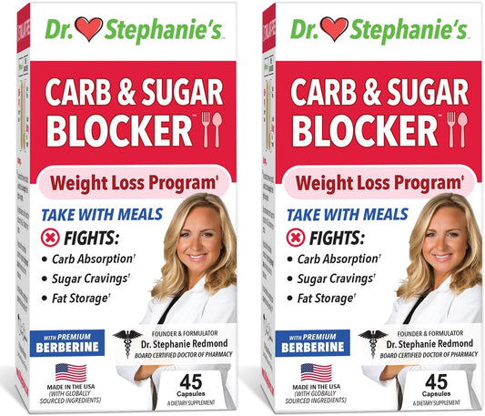 Pharmaganics Dr. Stephanie's Mealtime Carb & Sugar Blocker - 2 Pack, Stimulant-Free Formula to Reduce Carbs & Sugars