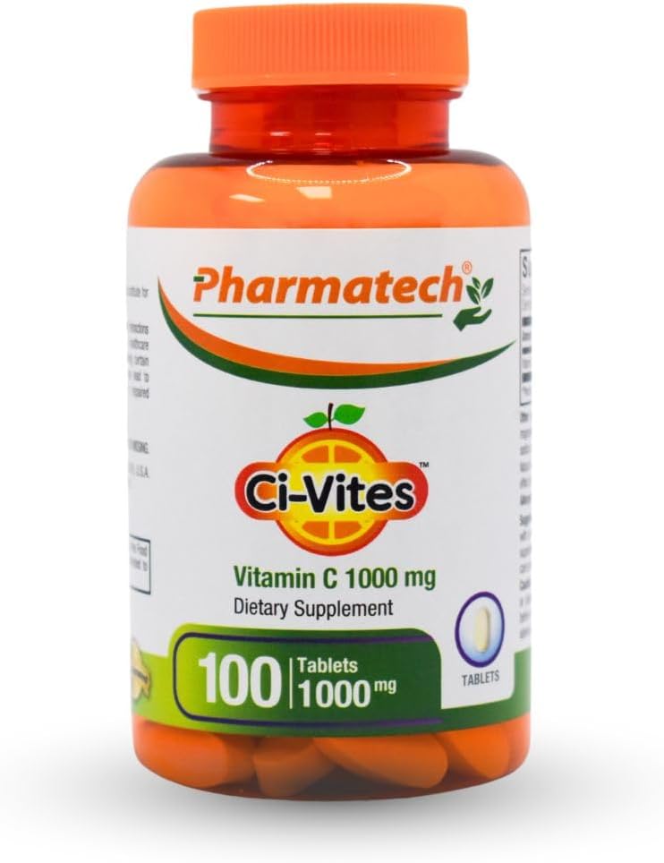 Pharmatech® Ci-Vites 1000mg Vitamin C Supplements for Immune Support - High Potency Antioxidant Tablets, USA Made, Sugar Free - 100 Count