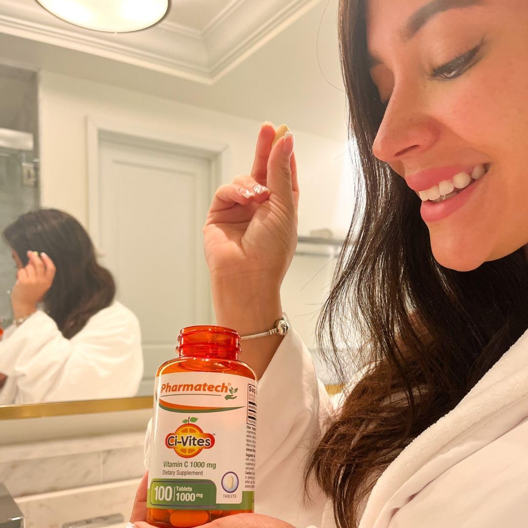 Pharmatech® Ci-Vites 1000mg Vitamin C Supplements for Immune Support - High Potency Antioxidant Tablets, USA Made, Sugar Free - 100 Count