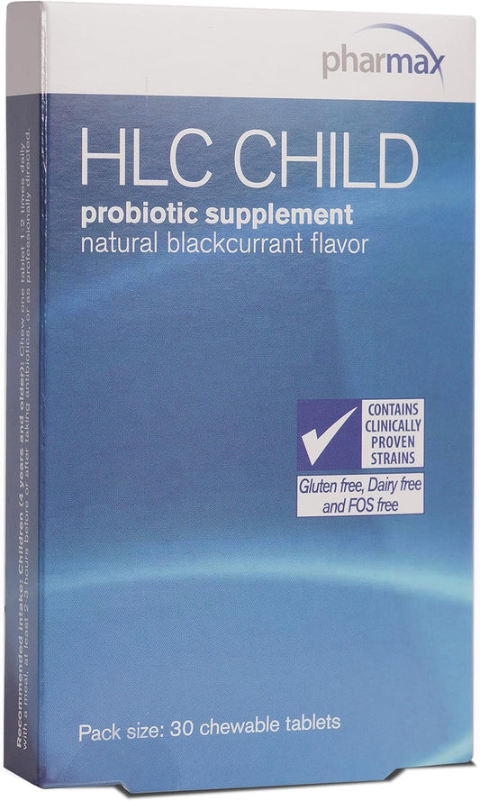 Pharmax HLC Child Probiotic Chewable Tablets - Natural Blackcurrant Flavor - 30 Supplements