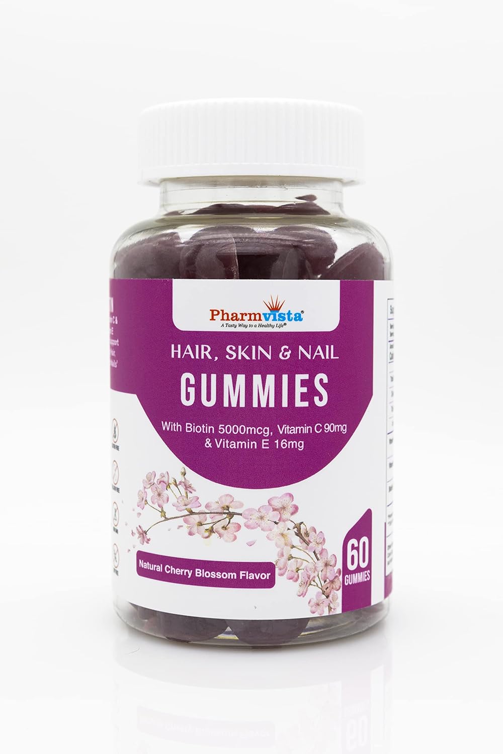 Pharmvista Biotin Vitamin Gummies for Hair, Skin, and Nails - Vegan, Gluten-Free, Non-GMO - 60 Count