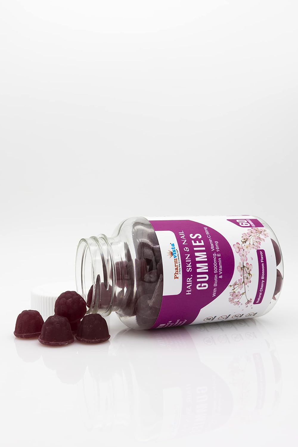 Pharmvista Biotin Vitamin Gummies for Hair, Skin, and Nails - Vegan, Gluten-Free, Non-GMO - 60 Count