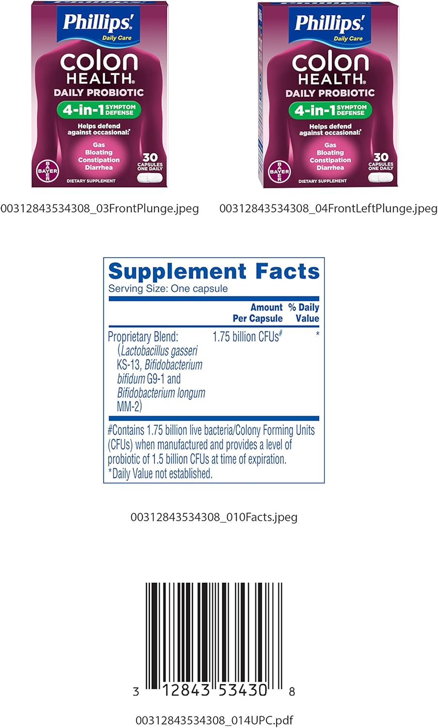 Phillips' Colon Health Probiotic Capsules, 30-Count Bottle - Bundle Pack of 2 for Savings