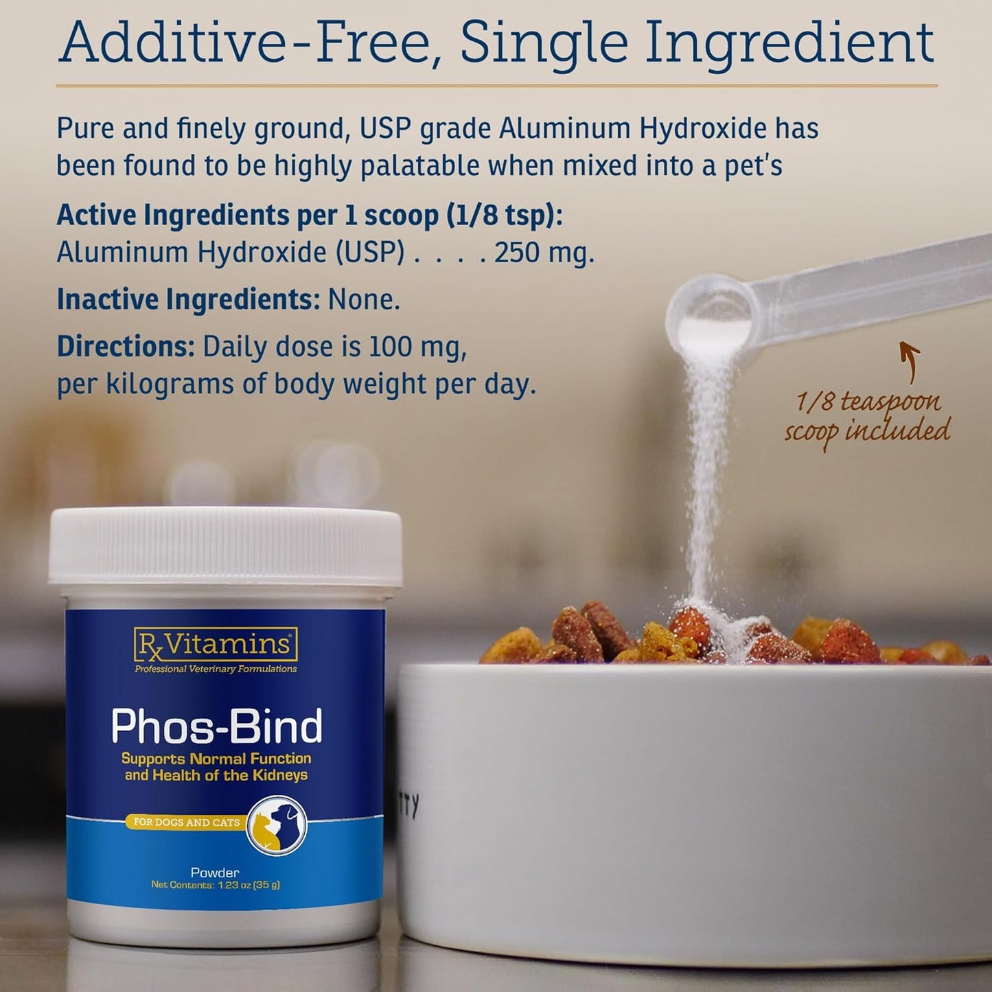 Phos-Bind Kidney Support Supplement Powder for Cats & Dogs - Supports Kidney Health & Cleanse - 35g