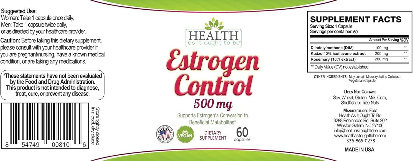Physician Formulated Estrogen Control Supplement for Optimal Metabolism - 60 Capsules