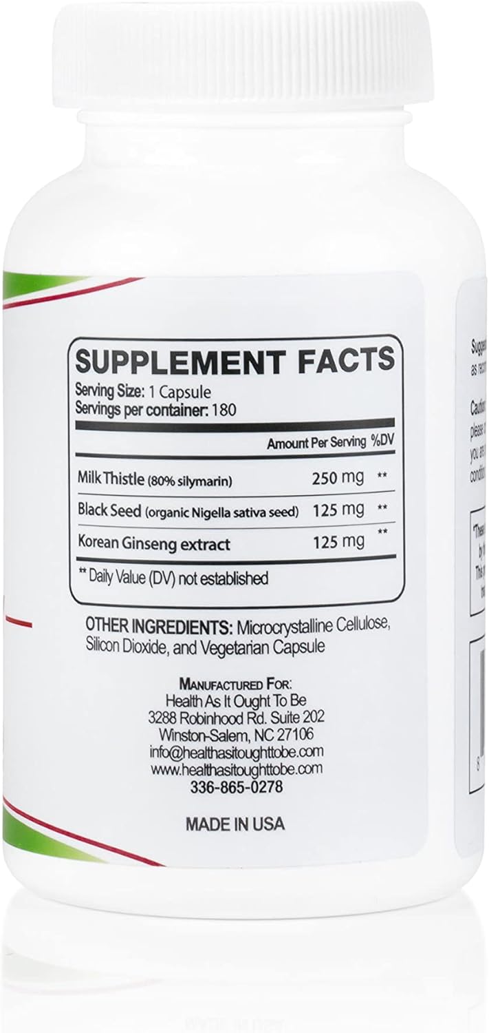 Physician Formulated Liver Health Supplement with Milk Thistle, Black Seed, Korean Ginseng | 180 Capsules for Optimal Health