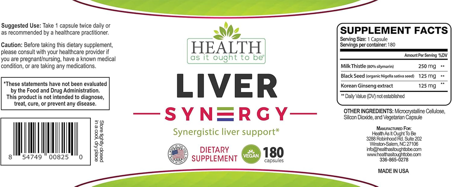 Physician Formulated Liver Health Supplement with Milk Thistle, Black Seed, Korean Ginseng | 180 Capsules for Optimal Health