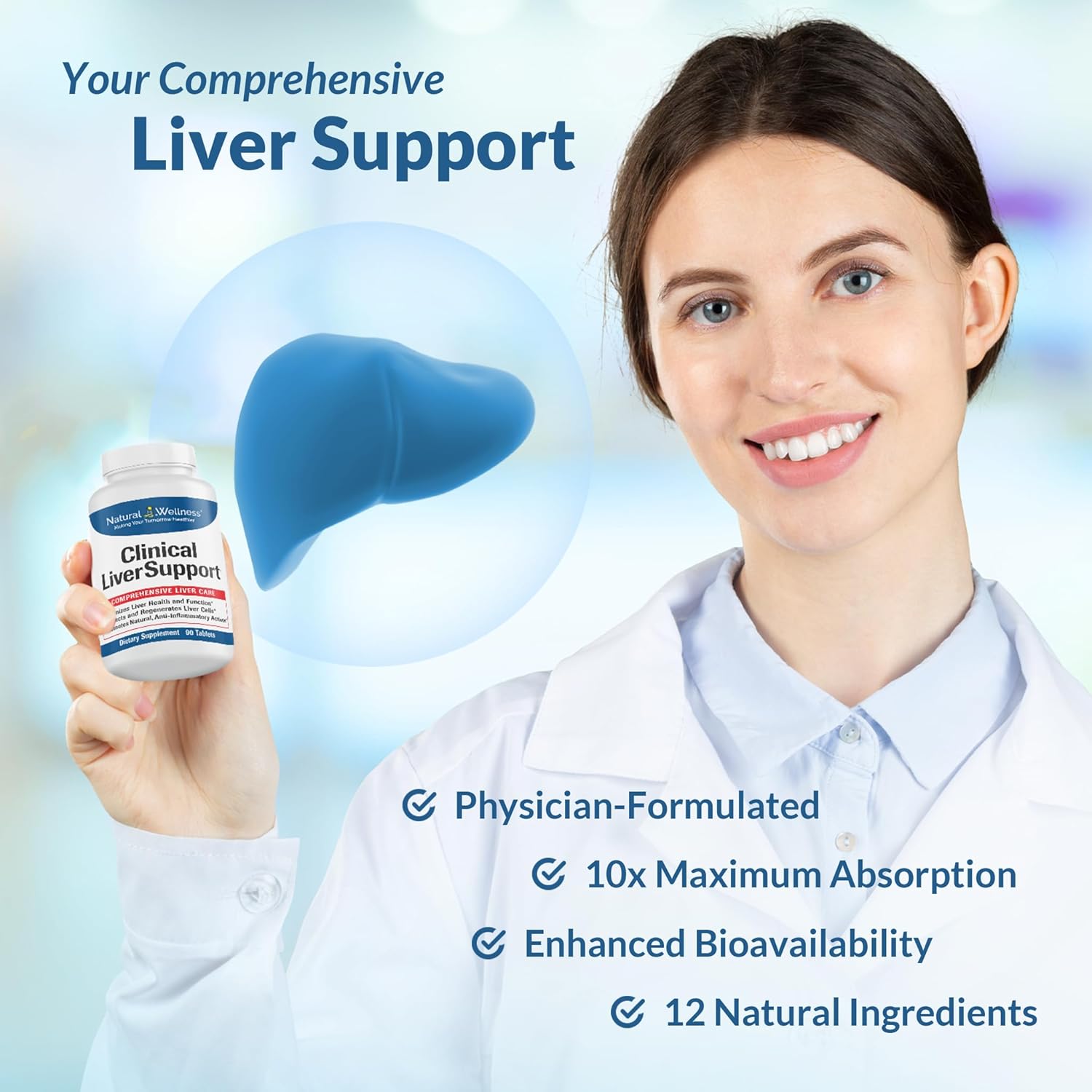 Physician-Formulated Natural Liver Support with Milk Thistle & Curcumin - Detox, Repair, & Healthy Function - 12 Powerful Ingredients for Maximum Absorption