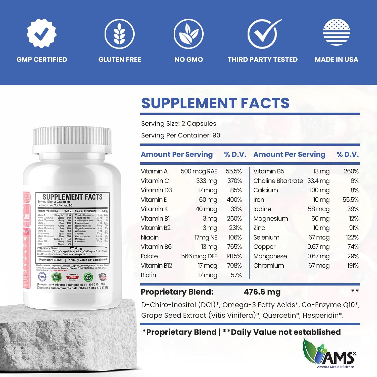 Physician-Formulated Preconception Plus Fertility Supplement for Women Trying to Conceive - 180 Capsules