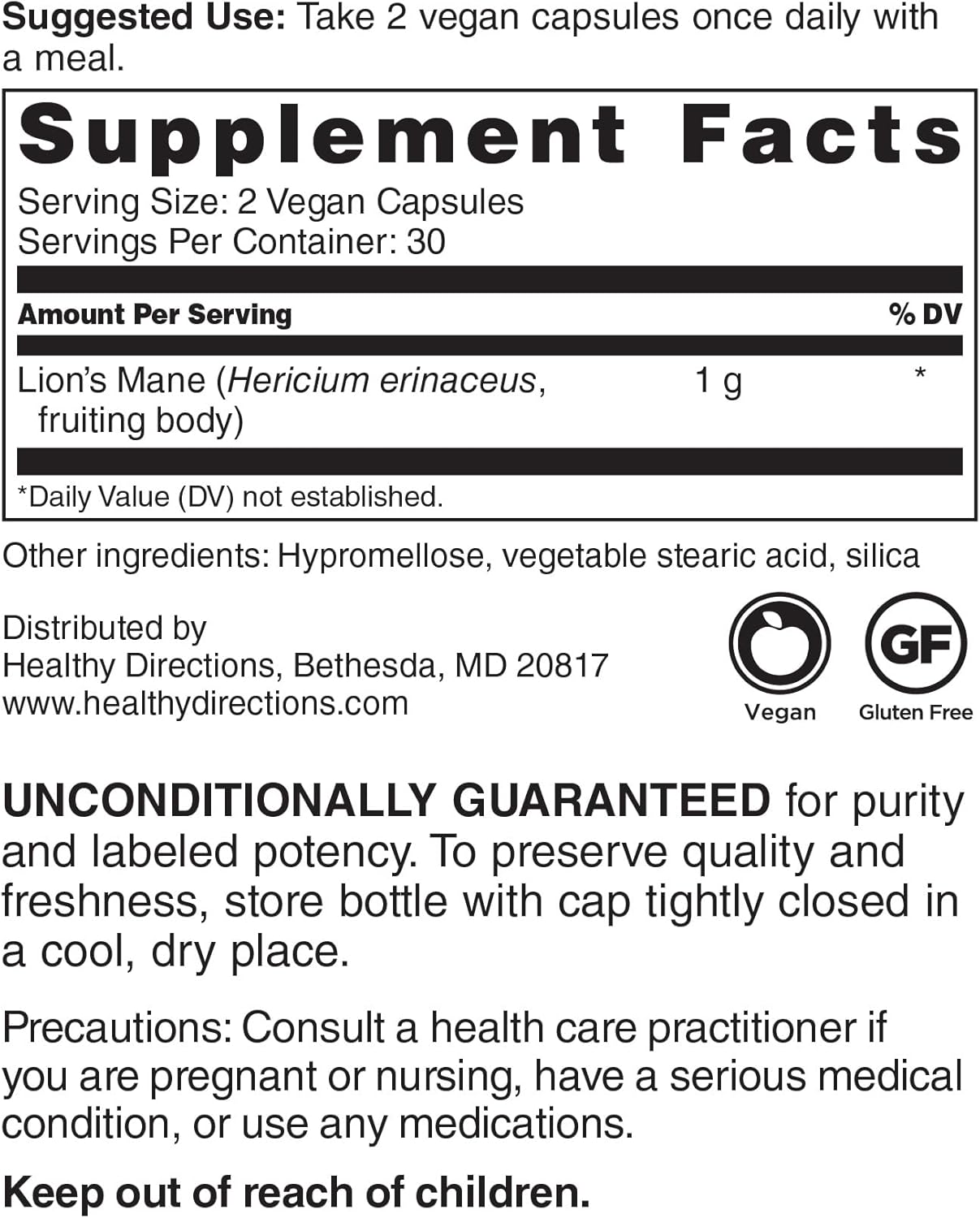 Physician-Recommended Lion's Mane Mushroom Supplement - 1,000 mg per Serving, 60 Vegan Capsules for Brain Health and Wellness. (30-Day Supply)
