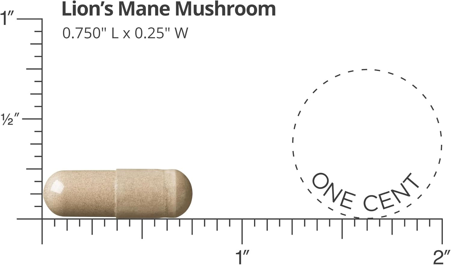 Physician-Recommended Lion's Mane Mushroom Supplement - 1,000 mg per Serving, 60 Vegan Capsules for Brain Health and Wellness. (30-Day Supply)