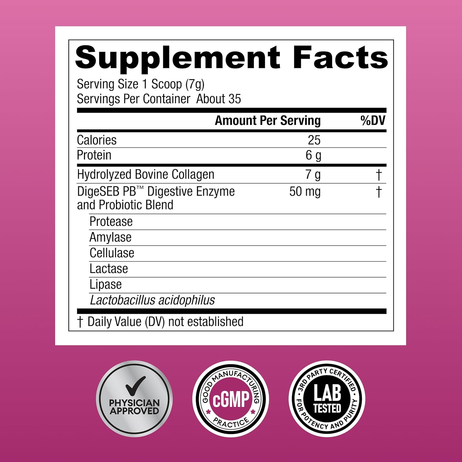 Physician's CHOICE Collagen Peptides Powder with Digestive Enzymes - Keto Protein for Hair, Skin, Joints - Grass Fed, Non-GMO - Two-pack
