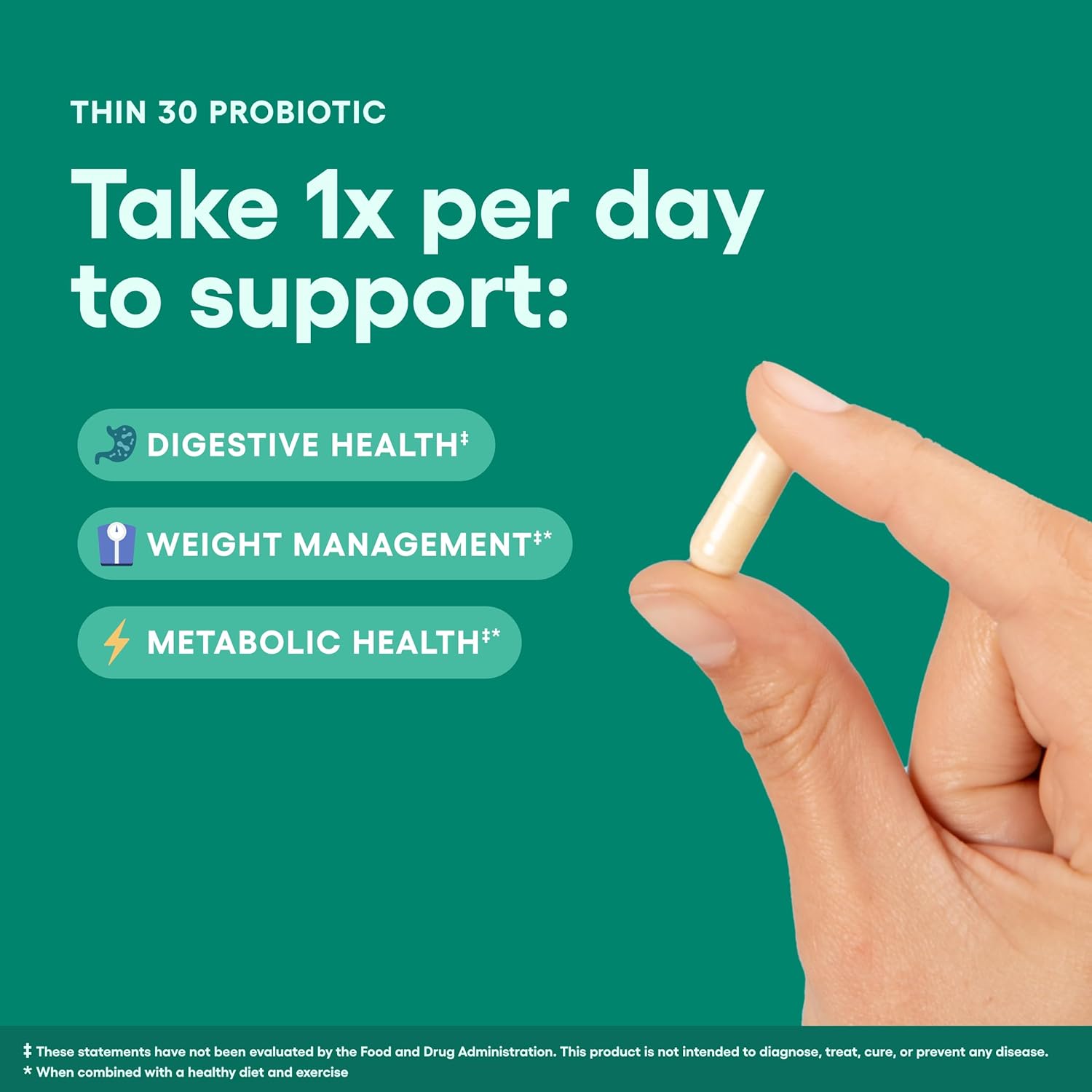Physician's CHOICE Probiotics with Cayenne & Green Tea for Weight Management - 6 Strains, Prebiotics - Supports Gut Health - 30 CT