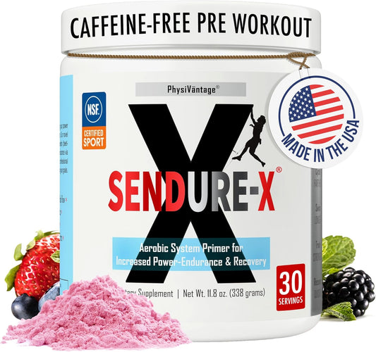 PhysiVantage Sendure-X Beetroot Citrulline Powder - NSF Sport Certified Caffeine-Free Pre-Workout for Boosting Energy and Endurance - Wild Berry Flavor, 30 Servings