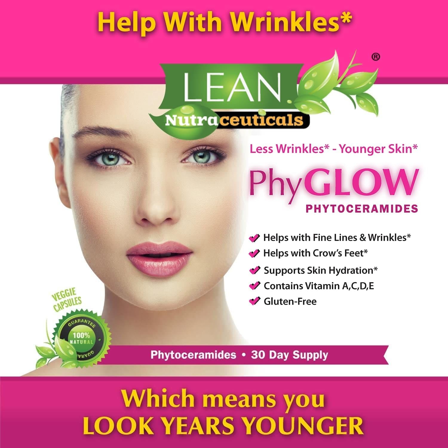 Phytoceramides 350mg Supplement with Multivitamins for Skin Hydration and Anti-Aging Support - 30 Capsules