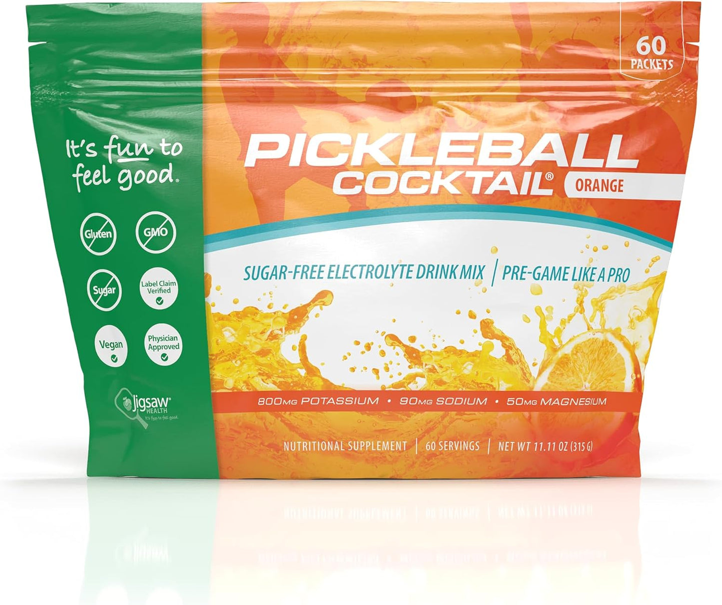 Pickleball Cocktail Orange Flavor Drink Mix - 60 Servings