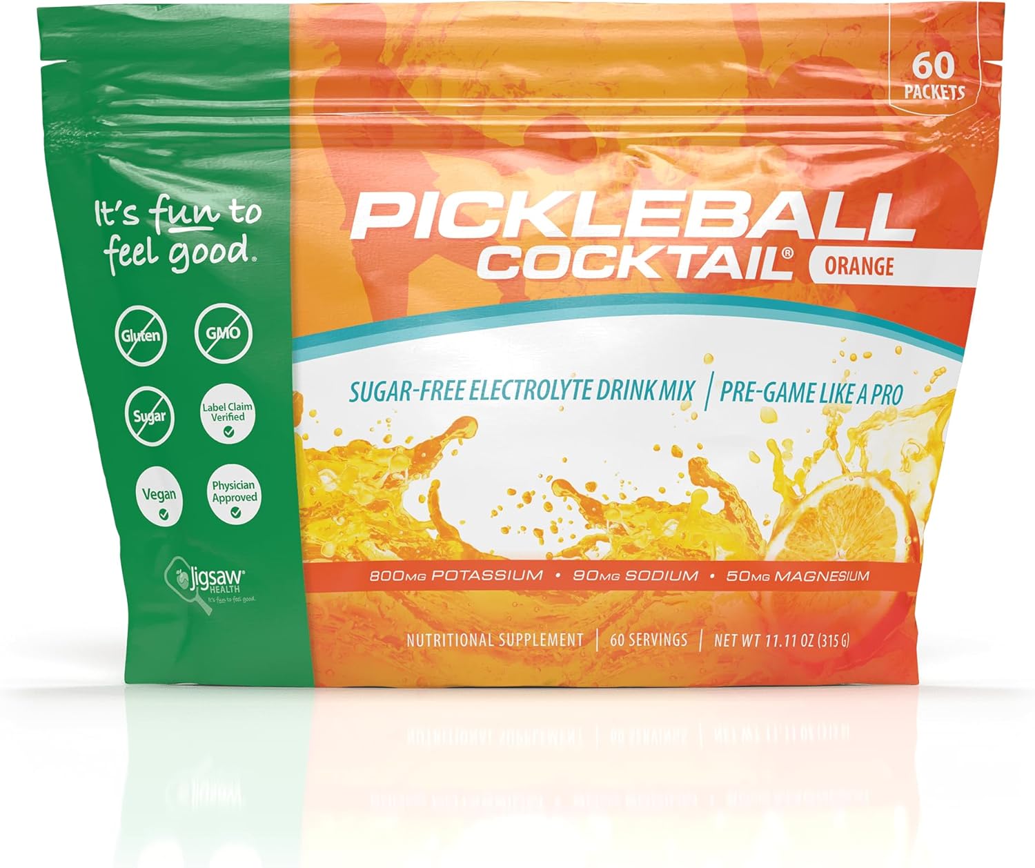 Pickleball Cocktail Orange Flavor Drink Mix - 60 Servings