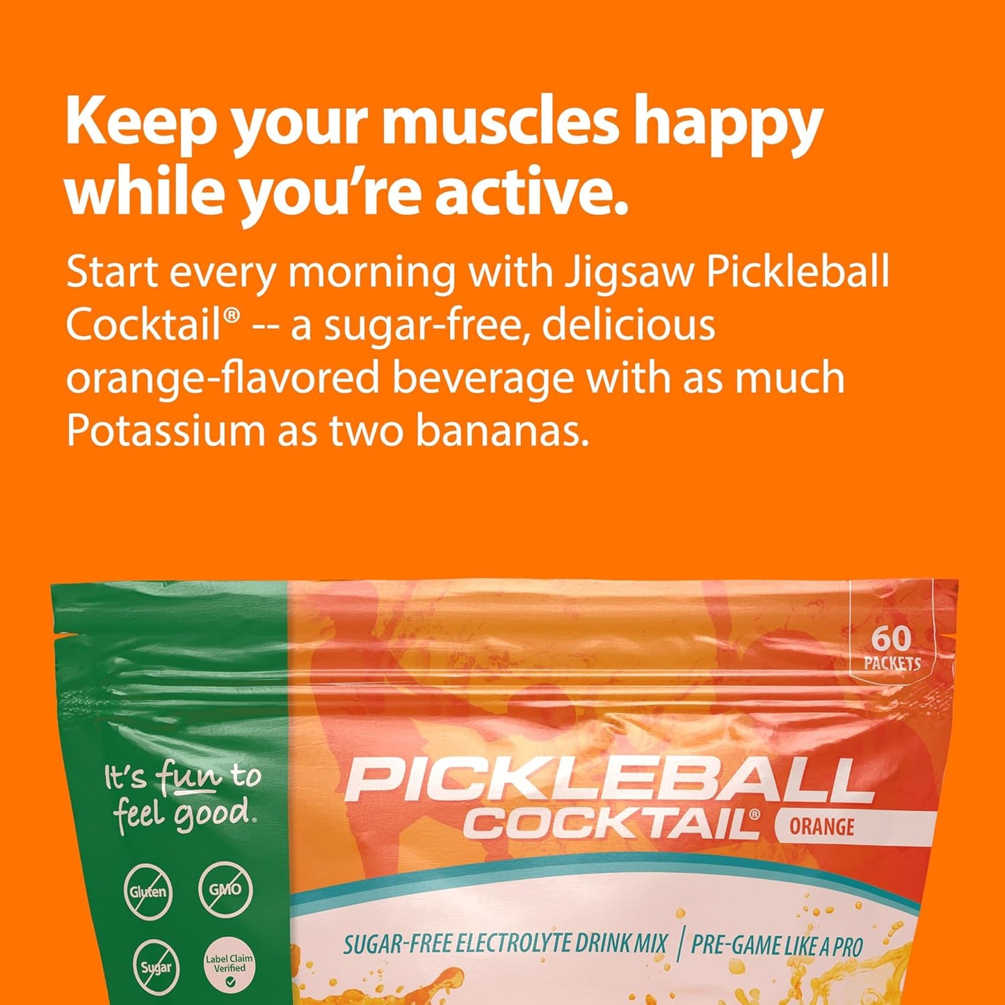 Pickleball Cocktail Orange Flavor Drink Mix - 60 Servings
