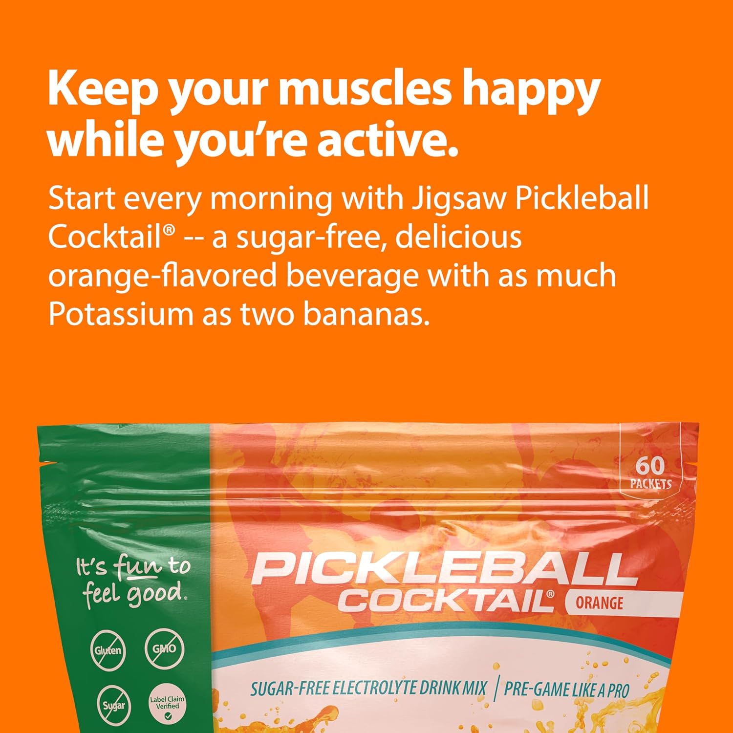 Pickleball Cocktail Orange Flavor Drink Mix - 60 Servings
