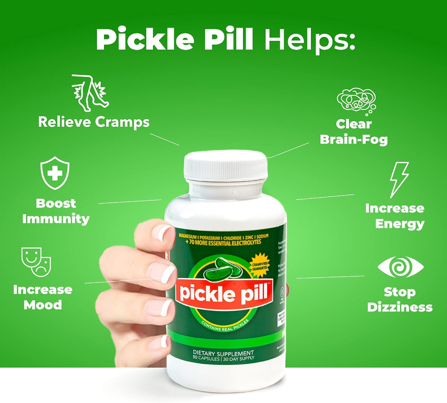 PicklePill Cramp Defense Tablets for Rapid Muscle Recovery - Electrolyte Hydration Powder with Vitamins and Minerals, 90 Count