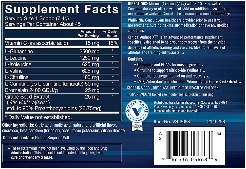 Pineapple BodyTech Critical Aminos XT Powder for Muscle Recovery - Intra & Post Workout (11.8 oz)