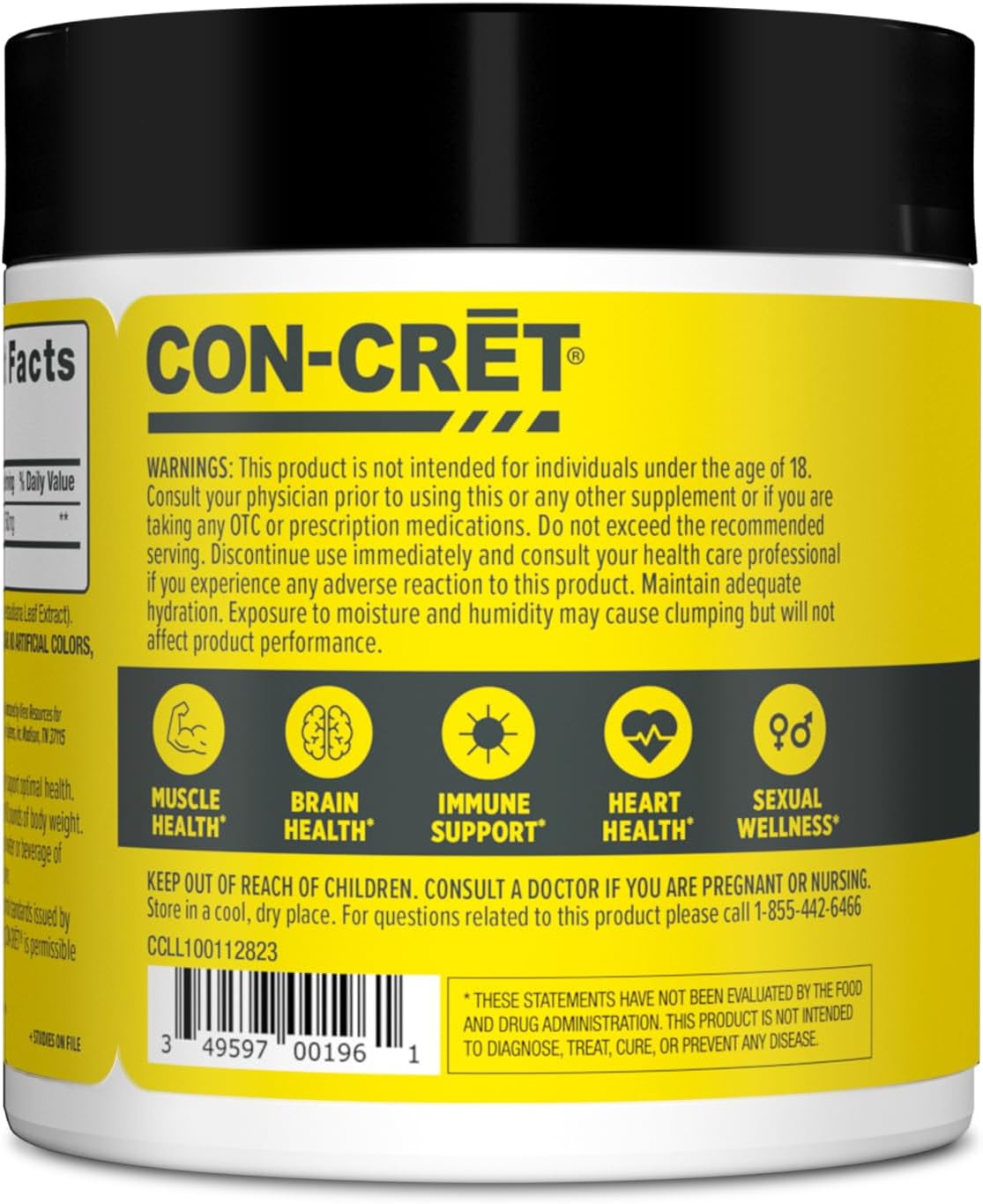 Pineapple Flavored CON-CRET Creatine HCl Powder for Muscle, Cognitive, and Cellular Energy Support - No Bloating or Cramps - USA Made & NSF Certified - 100 Servings