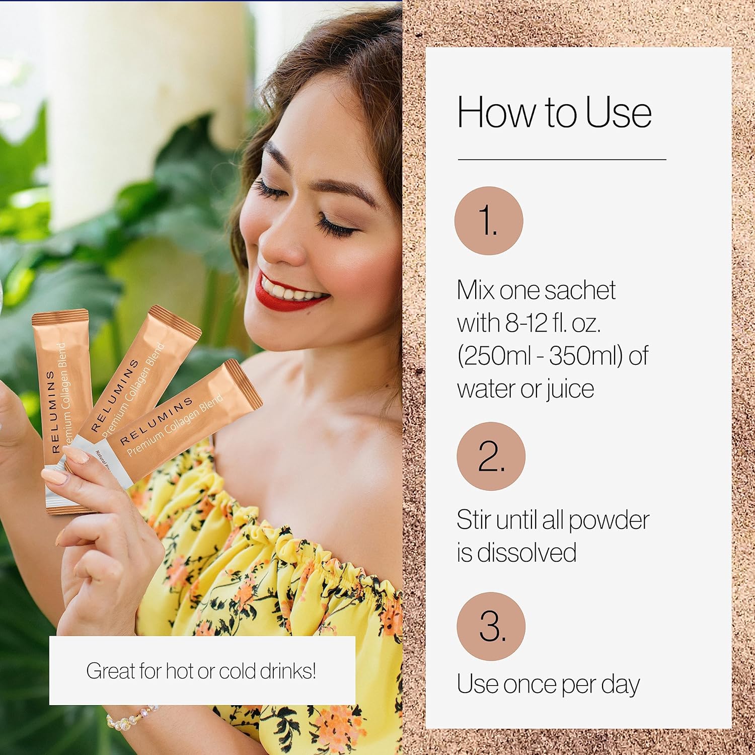 Pineapple Flavored Marine Collagen Powder Drink Mix with Glutathione, Green Tea, CoQ10, & Hyaluronic Acid for Glowing Skin - 110 Sachets