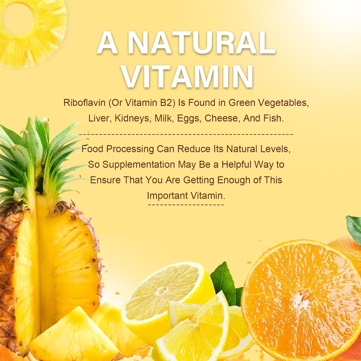 Pineapple Flavored Vitamin B2 400 mg Gummies with Magnesium & CoQ10 - 90 Chewables for Migraine Relief & Nervous System Support