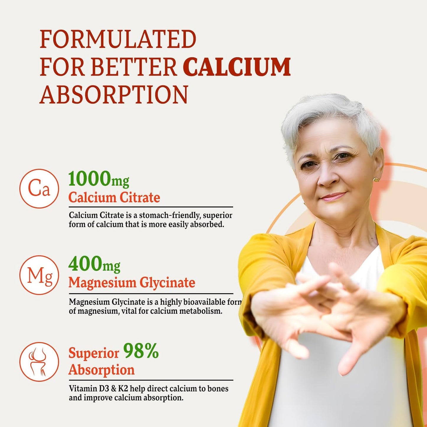 Pineapple & Mango Flavored Calcium Gummies with Vitamin D3 & K2 - 120 Count for Bone, Muscle, and Joint Health