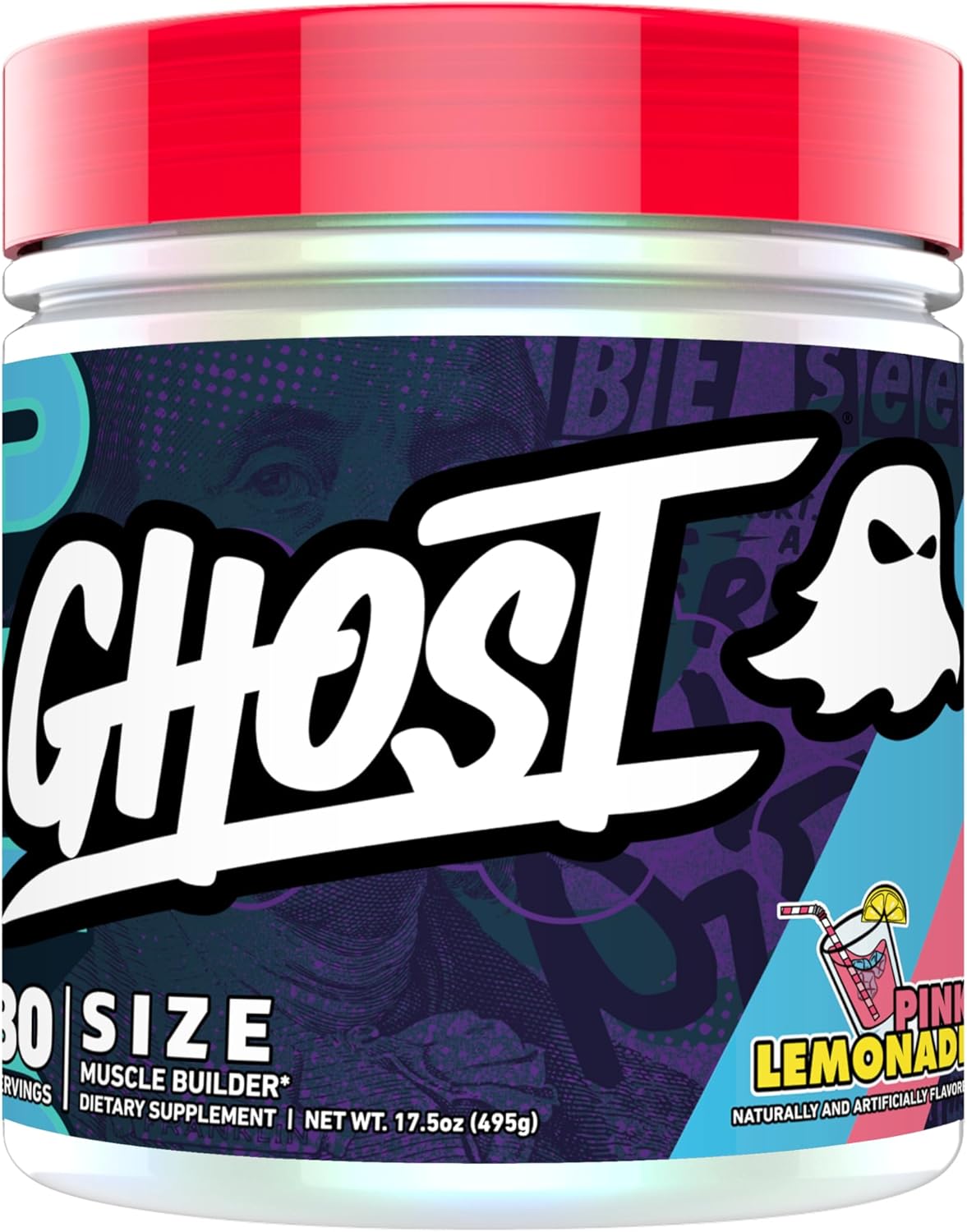 Pink Lemonade GHOST Size Muscle Builder Supplement - 30 Servings, Creatine Monohydrate for Muscle Growth & Strength, Men & Women, Betaine, Beta-Alanine, Sugar & Gluten-Free