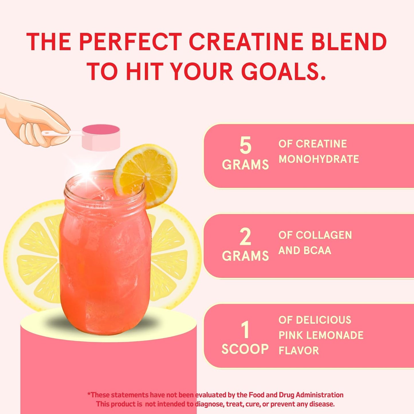Pink Lemonade Glute Builder: Vegan Creatine Powder with Collagen & BCAAs for Women - 30 Servings