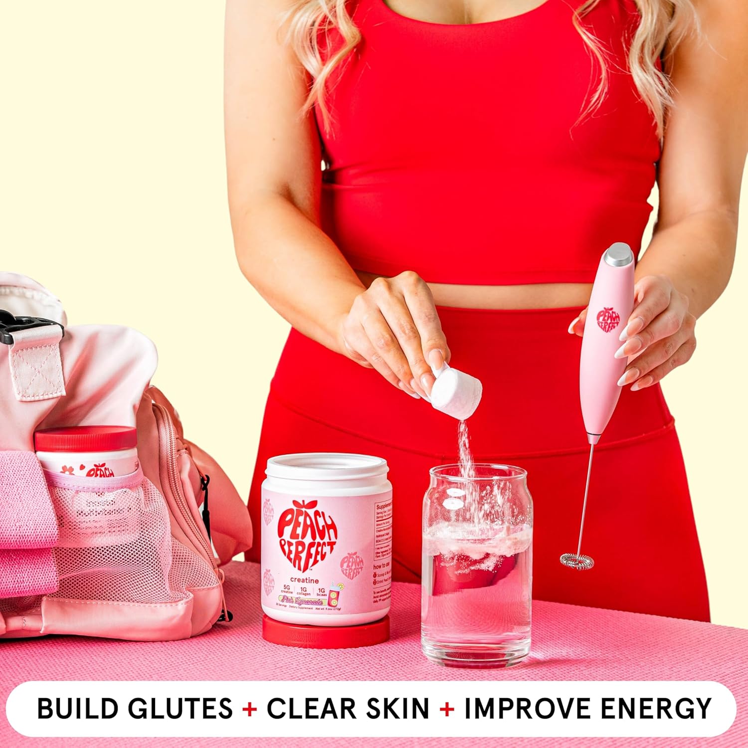 Pink Lemonade Glute Builder: Vegan Creatine Powder with Collagen & BCAAs for Women - 30 Servings