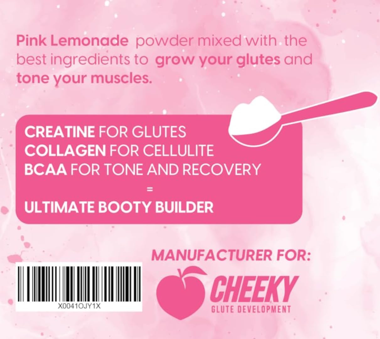 Pink Lemonade Glute Pump Formula for Women - Muscle Gain & Booty Growth Enhancer with BCAAs, Collagen, and Creatine Blend