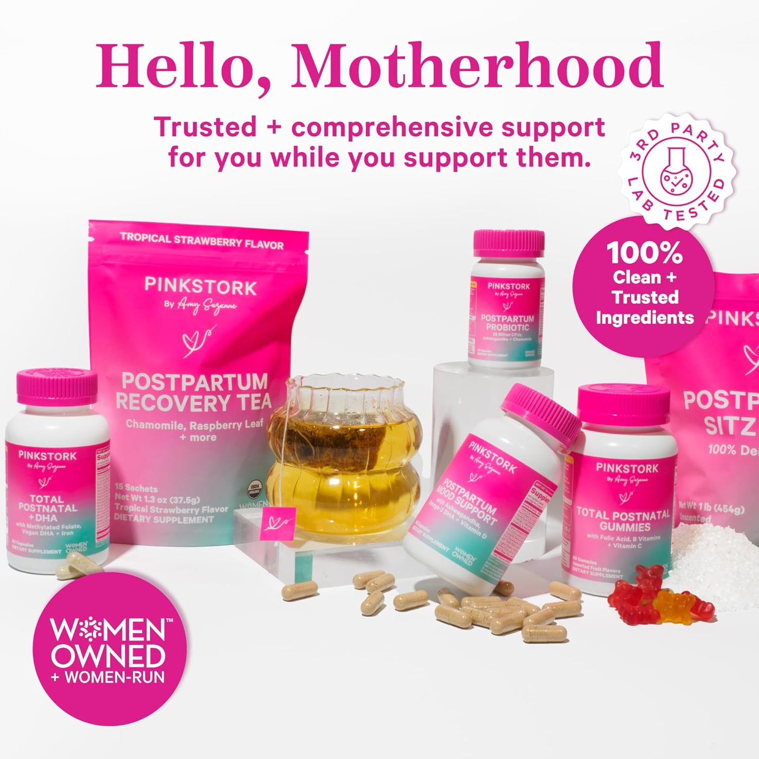 Pink Stork Premium Prenatal Vitamins with Probiotics for Morning Sickness, Digestion, & Energy - Folate, B6, & Iron - 120 Capsules
