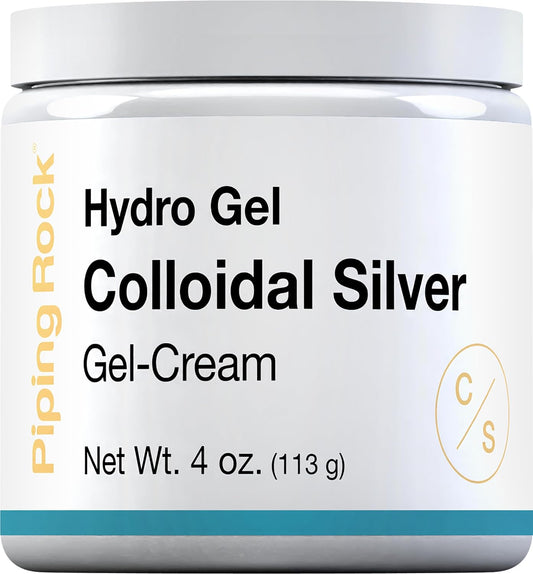 Piping Rock 4 oz Colloidal Silver Hydro Gel Cream for Skin - Non GMO, Gluten Free