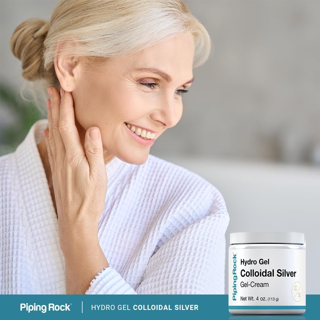 Piping Rock 4 oz Colloidal Silver Hydro Gel Cream for Skin - Non GMO, Gluten Free