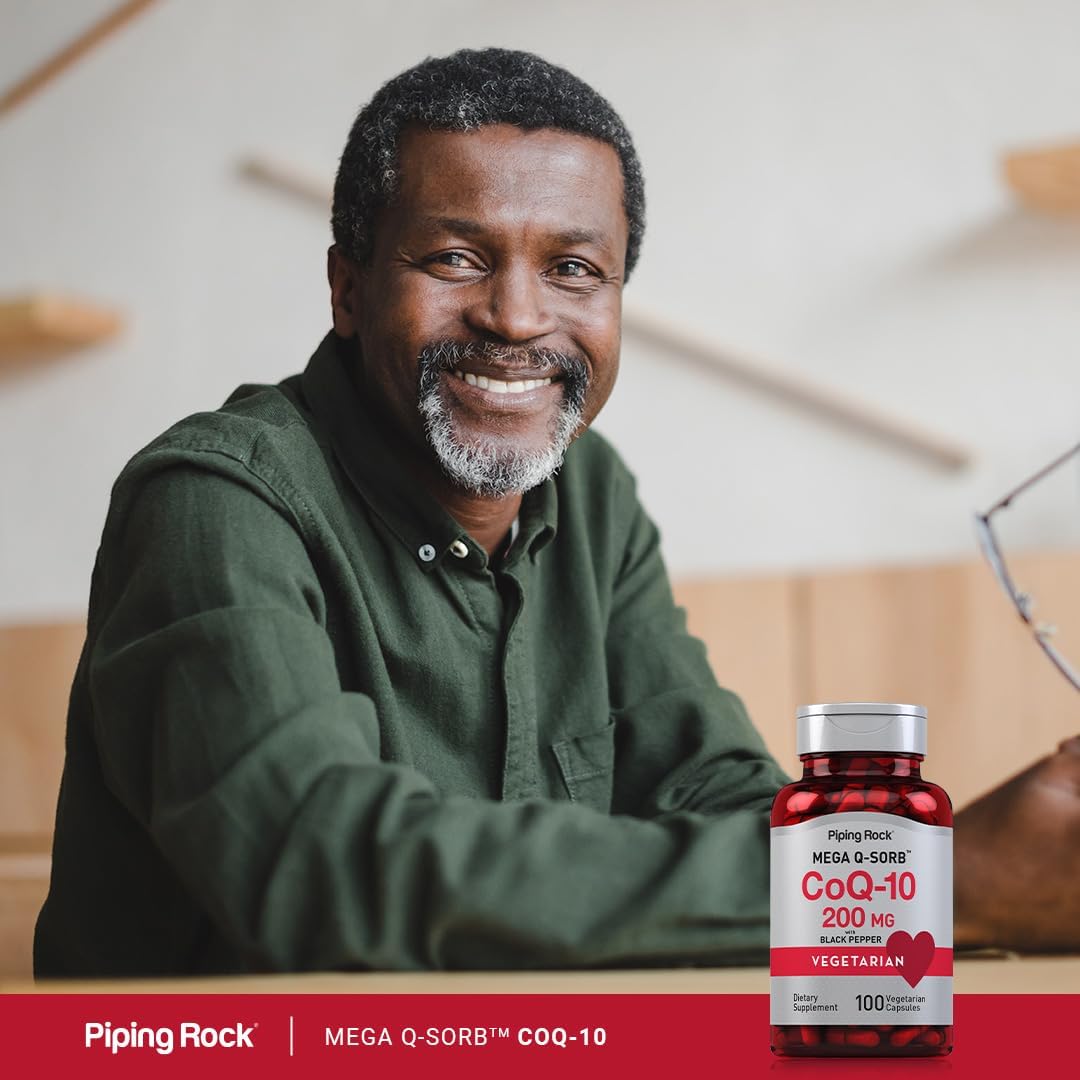 Piping Rock CoQ10 200mg Capsules | Mega Q Sorb | Vegetarian, Non-GMO, Gluten Free Supplement