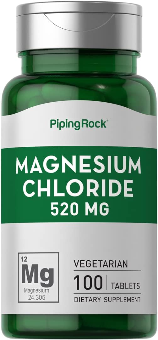 Piping Rock Magnesium Chloride Tablets - 520mg - 100 Count - Vegetarian, Non-GMO, Gluten Free
