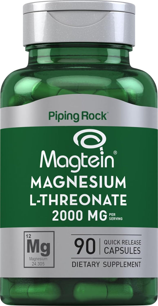 Piping Rock Magtein Magnesium L-Threonate Capsules 2000mg - Non-GMO, Gluten Free Supplement | 90 Count