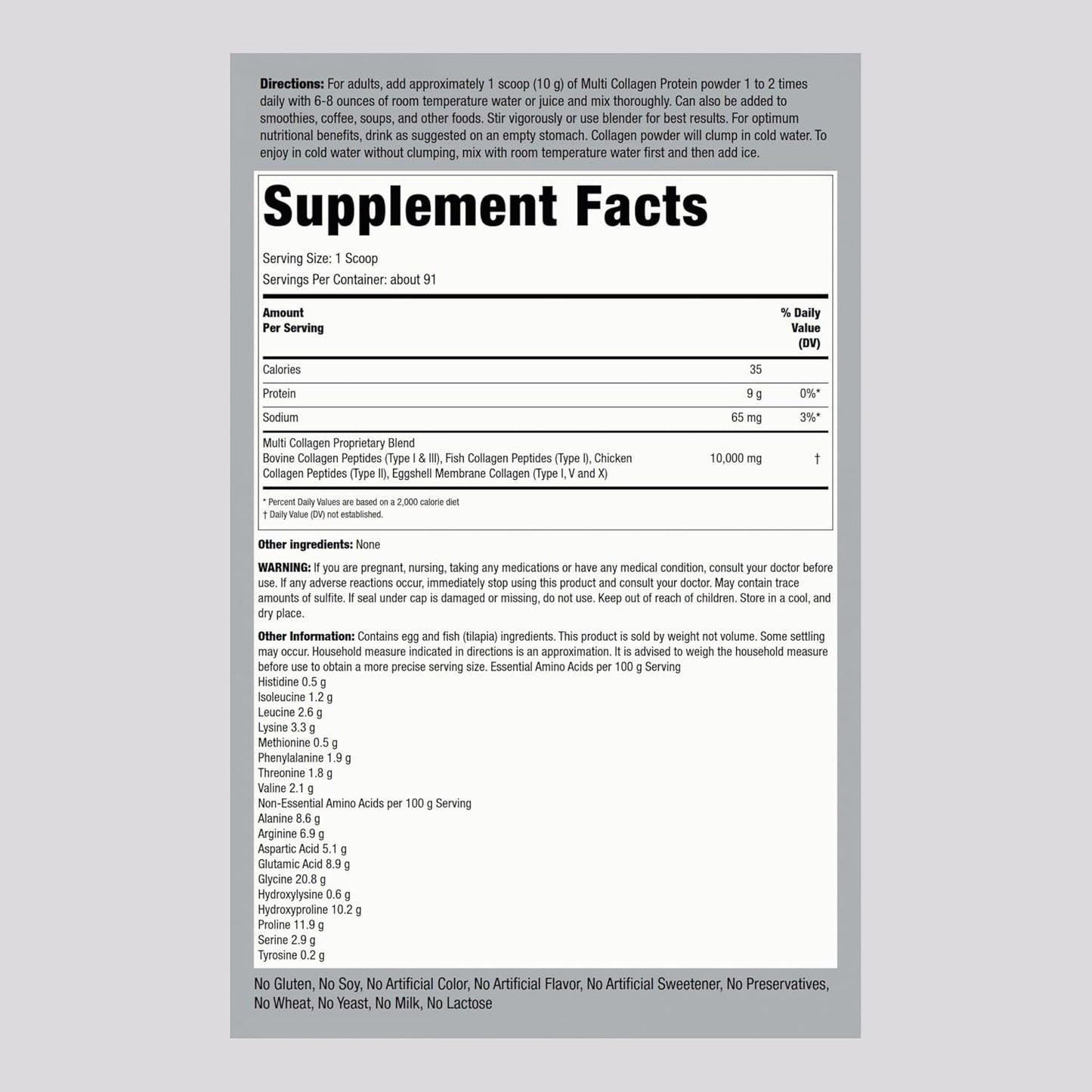 Piping Rock Multi Collagen Protein Powder 32oz - Types I, II, III, V, X - Unflavored Supplement for Women and Men - Non-GMO, Gluten Free