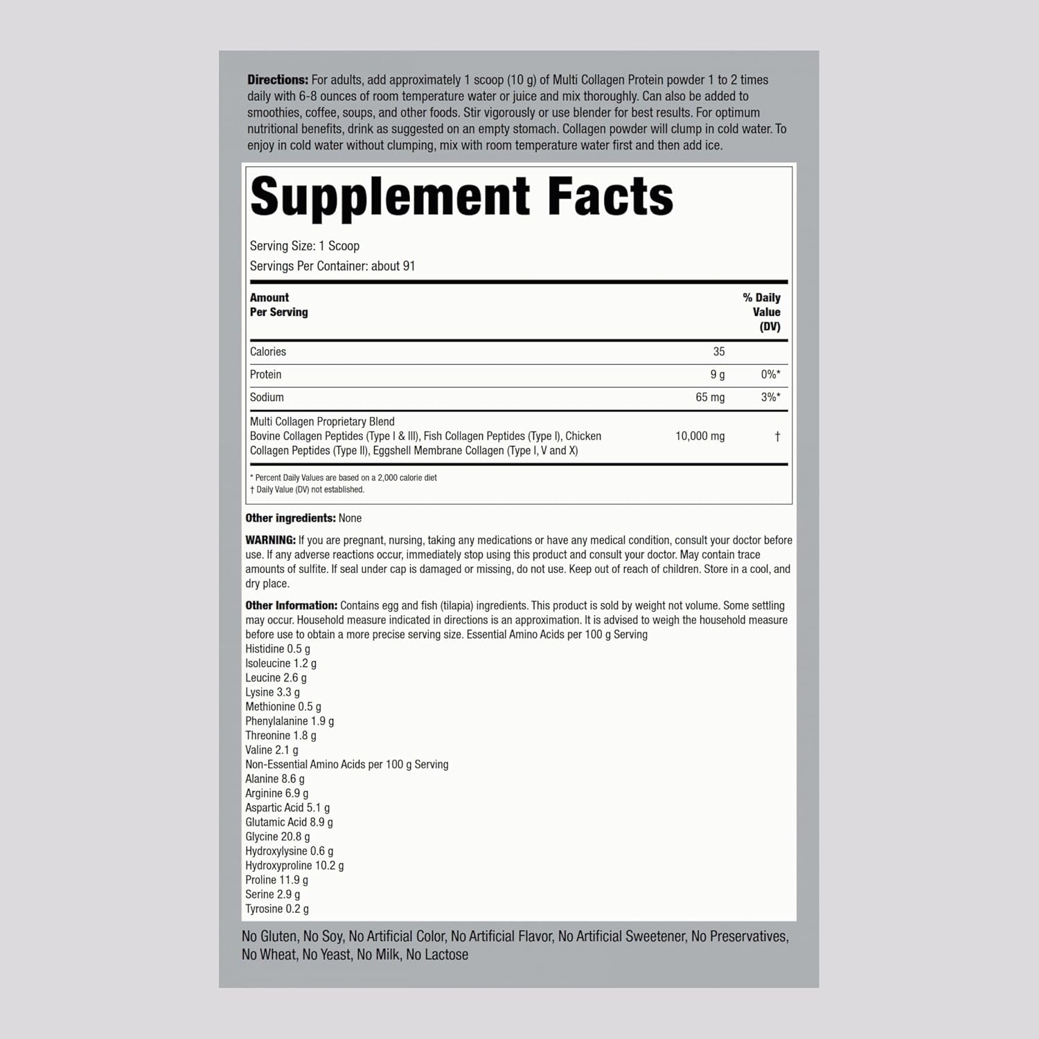Piping Rock Multi Collagen Protein Powder 32oz - Types I, II, III, V, X - Unflavored Supplement for Women and Men - Non-GMO, Gluten Free