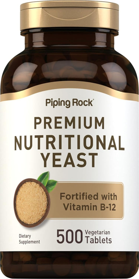 Piping Rock Nutritional Yeast Tablets with Vitamin B12 Complex - 500 Pills, Non-GMO Supplement