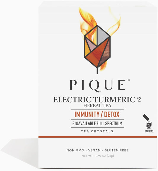 PIQUE Electric Turmeric 2 Single Serve Sticks - Boosts Immunity, Supports Inflammatory Response, Detox, & Skin Health - 28ct Pack